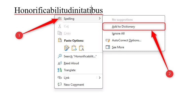 a-word-in-microsoft-word-that-is-identified-as-incorrect-and-the-add-to-dictionary-option-is-selected ما مدى كفاءة ودقة محرر Microsoft في تحسين الكتابة؟