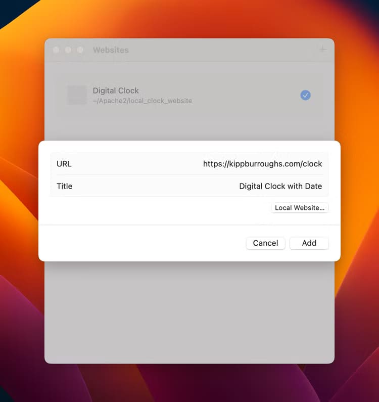 adding-a-website-in-plash طريقة تحويل موقع ويب إلى خلفية متحركة على سطح مكتب Mac