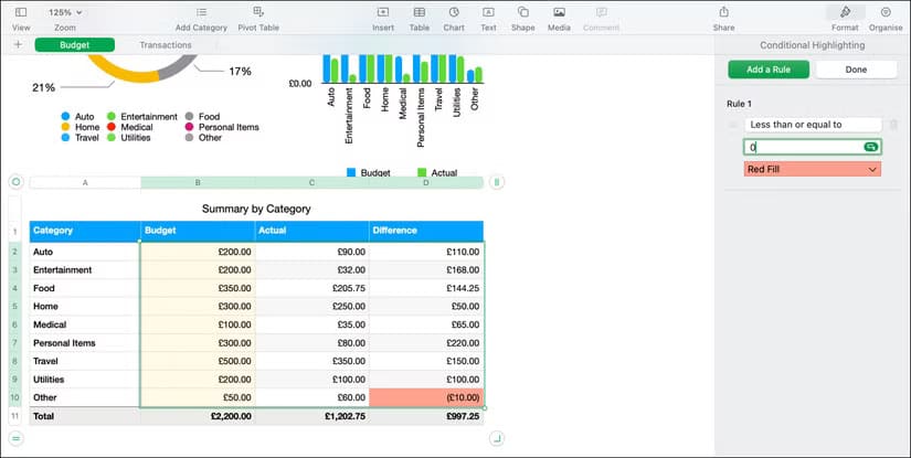 adding-conditional-highlighting-apple-numbers مزايا Apple Numbers التي تجعله خيارًا مميزًا عن Microsoft Excel