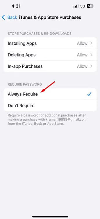 always-require-option-in-iphone كيفية منع أطفالك من إجراء عمليات شراء غير مرغوب فيها على iPhone و iPad