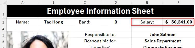 an-employee-information-sheet-in-excel-with-the-employee-s-salary-highlighted حيل مفيدة في Microsoft Excel تسهل عليك العمل