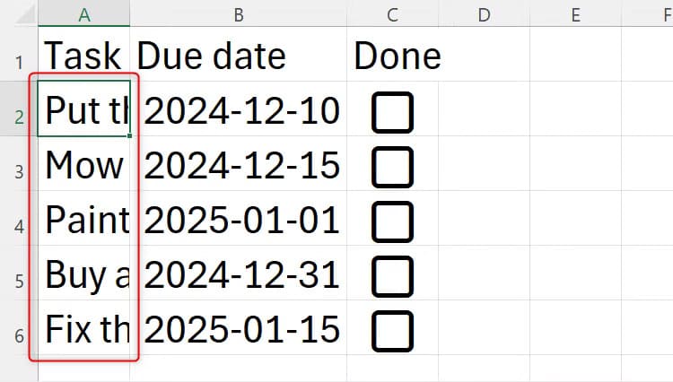 an-excel-sheet-containing-text-in-a-column-whose-width-isn-t-wide-enough-to-display-all-the-text طرق تعديل عرض الأعمدة في Excel ليتناسب مع البيانات تلقائيًا