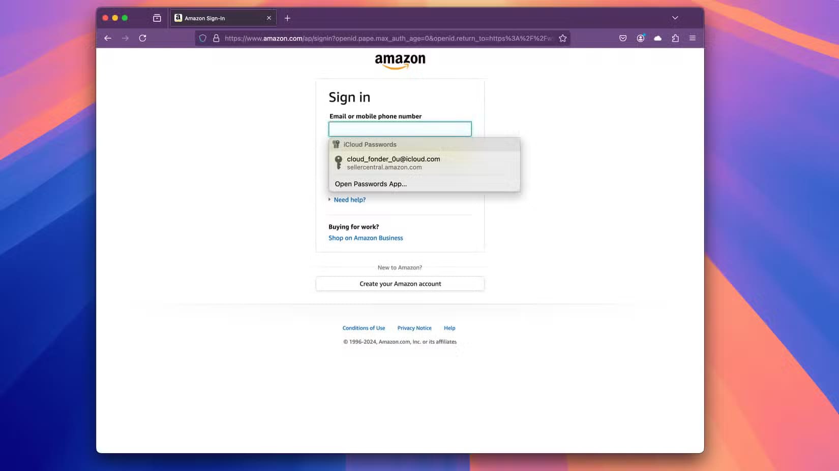 apple-macos-sequoia-firefox-browser-amazon-login-page-icloud-passwords-extension-autofill كيفية حل مشكلة ملحق Firefox لـ iCloud Passwords بعد التحديث الأخير