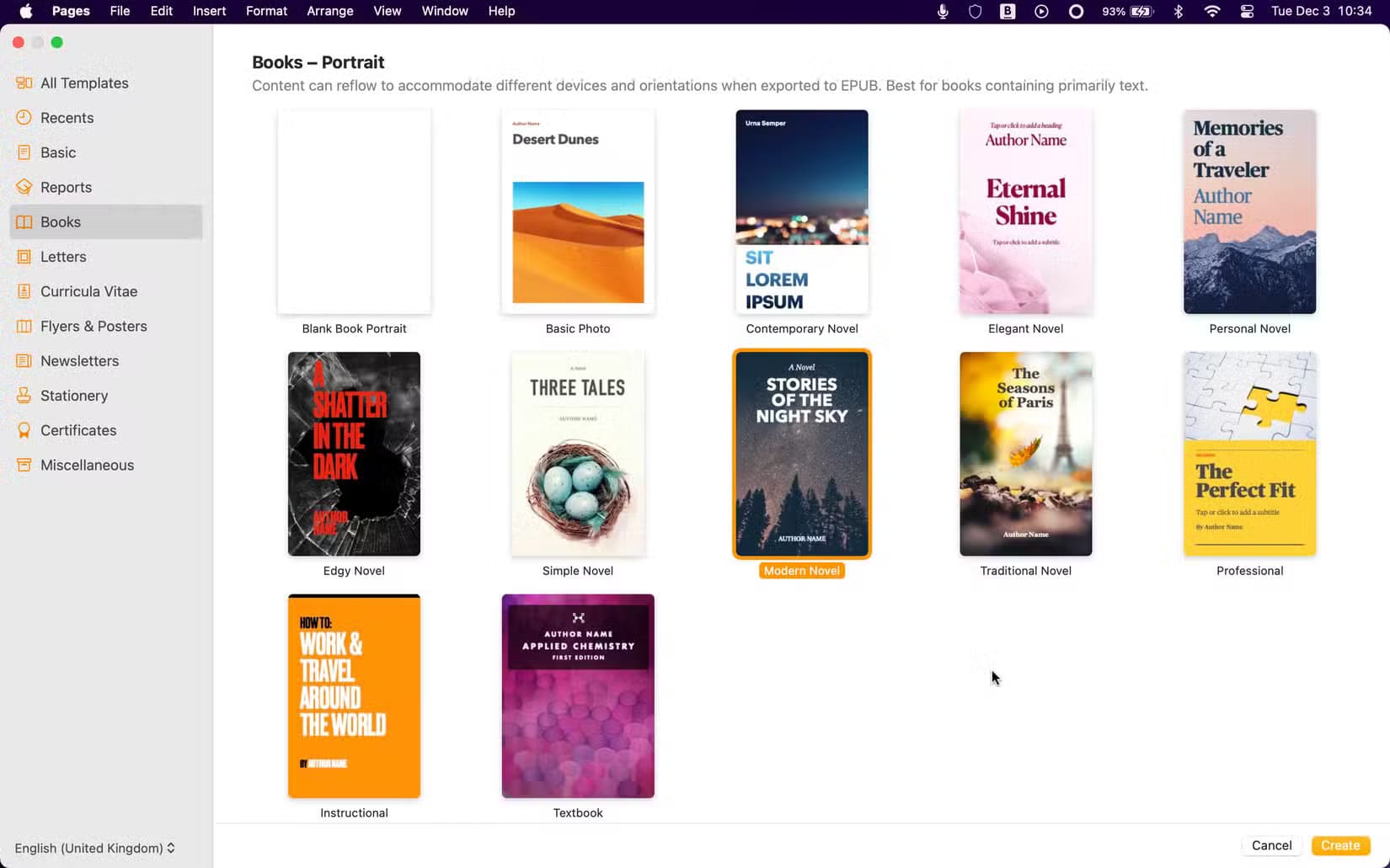 apple-pages-book-templates كيف تتفوق Apple Pages على Google Docs في 7 جوانب رئيسية