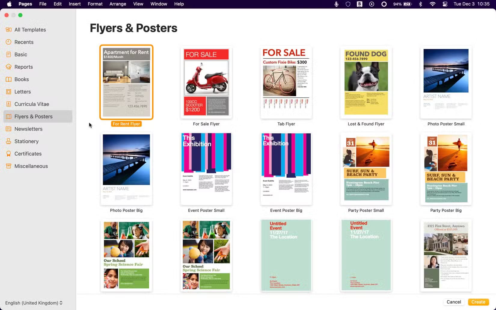 apple-pages-poster-templates كيف تتفوق Apple Pages على Google Docs في 7 جوانب رئيسية