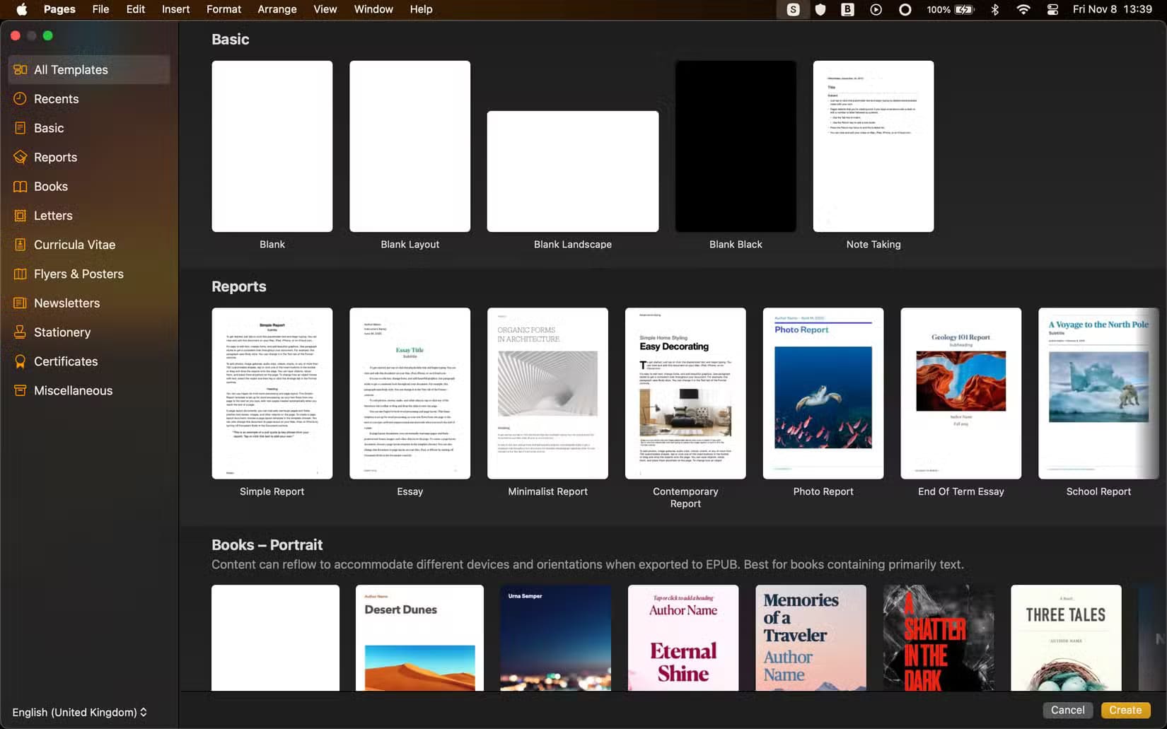apple-pages-templates مقارنة شاملة بين Apple Pages وGoogle Docs لاختيار الأنسب