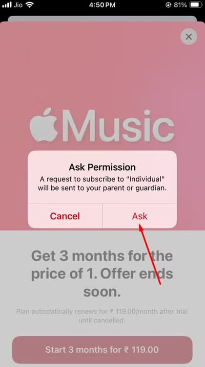 ask-permission-pop-up-in-kid-s-iphone كيفية منع أطفالك من إجراء عمليات شراء غير مرغوب فيها على iPhone و iPad