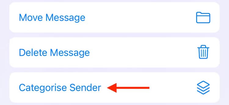 categorize-sender-option-in-mail-app-on-iphone تعرف على كيفية إيقاف فئات البريد الإلكتروني على iPhone بسهولة