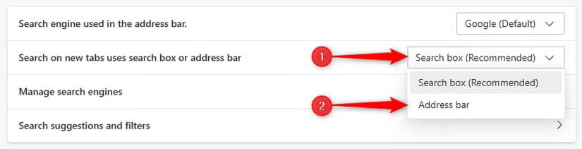 changing-the-new-tab-search-in-edge خطوات تعديل محرك البحث في Microsoft Edge لاستخدام Google