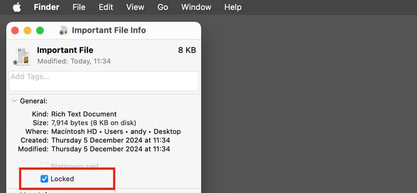 check-the-locked-option-to-lock-a-file أفضل الطرق لإخفاء وتأمين ملفاتك على جهاز Mac