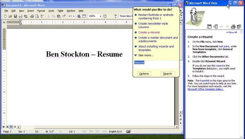 clippy-example-resume-help لماذا يستحق Clippy إعادة النظر كمساعد Office مميز