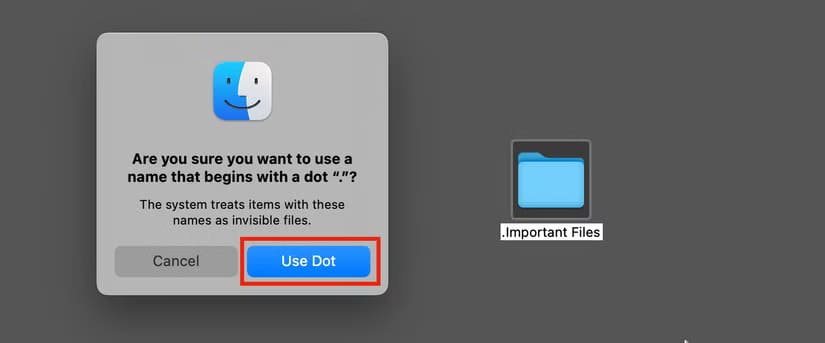 confirm-you-want-to-create-a-dot-file أفضل الطرق لإخفاء وتأمين ملفاتك على جهاز Mac