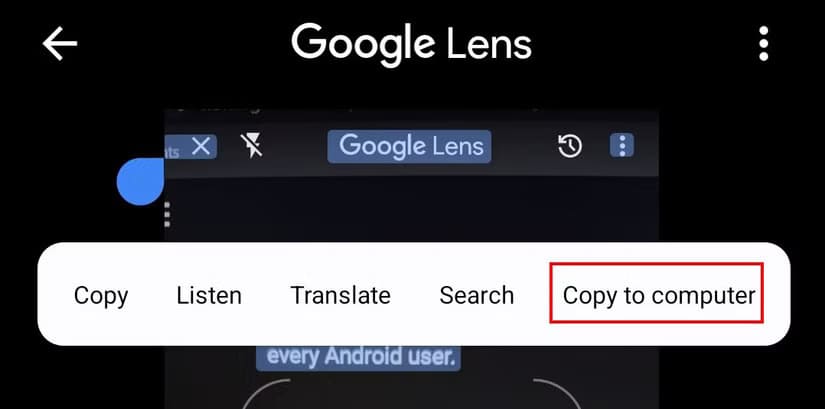 copy-to-computer-option-google-lens طريقة نسخ النصوص إلى الكمبيوتر باستخدام Google Lens بسهولة