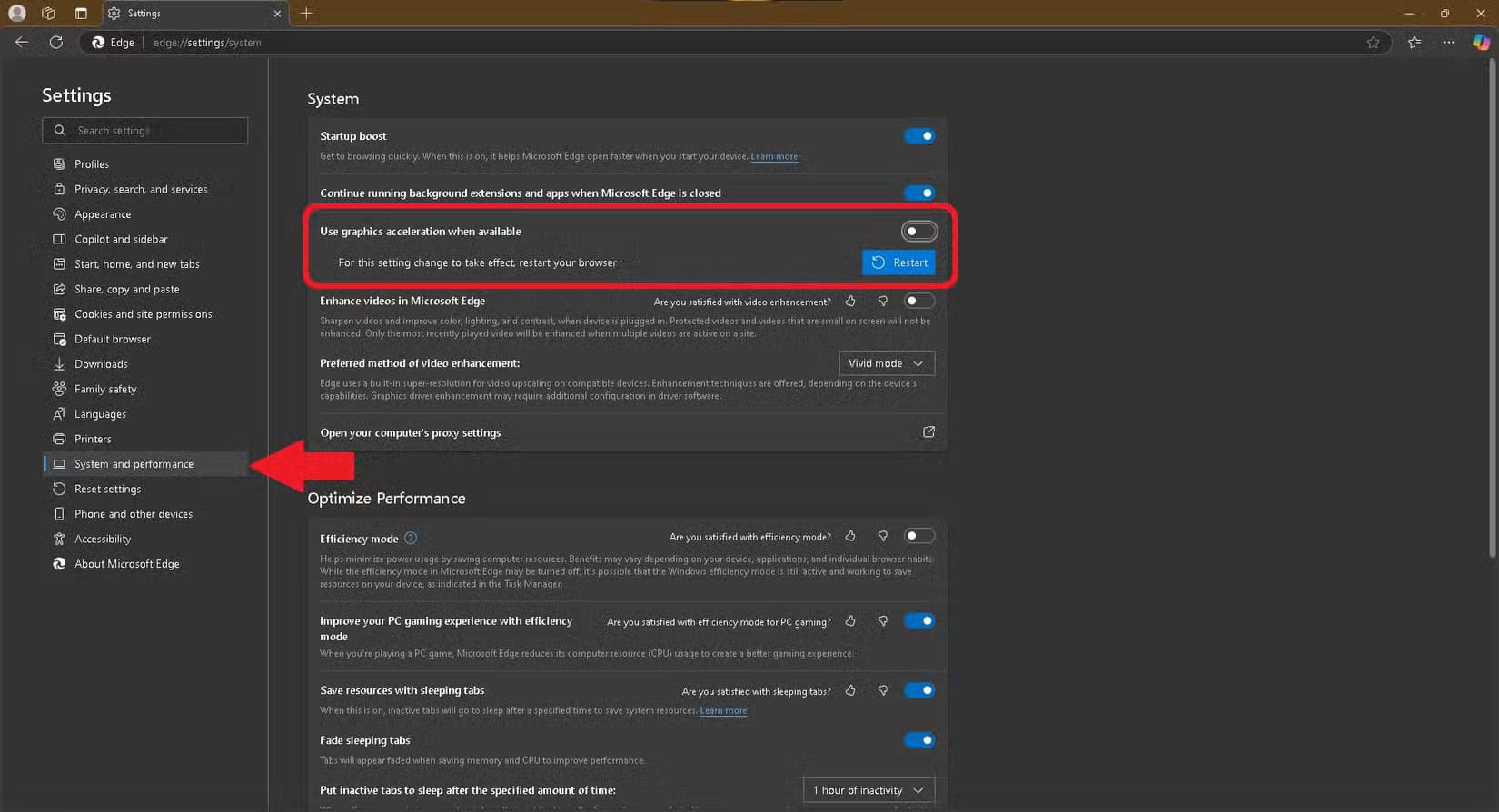 disabling-hardware-acceleration-in-microsoft-edge-1 طريقة بسيطة لمشاركة YouTube وYouTube TV مع أصدقائك على Discord