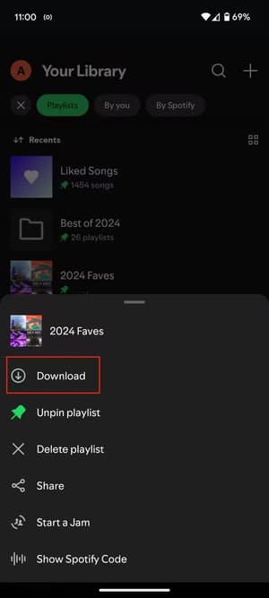 download-a-playlist-in-spotify أفضل الطرق لتقليل استهلاك بيانات الهاتف على Android