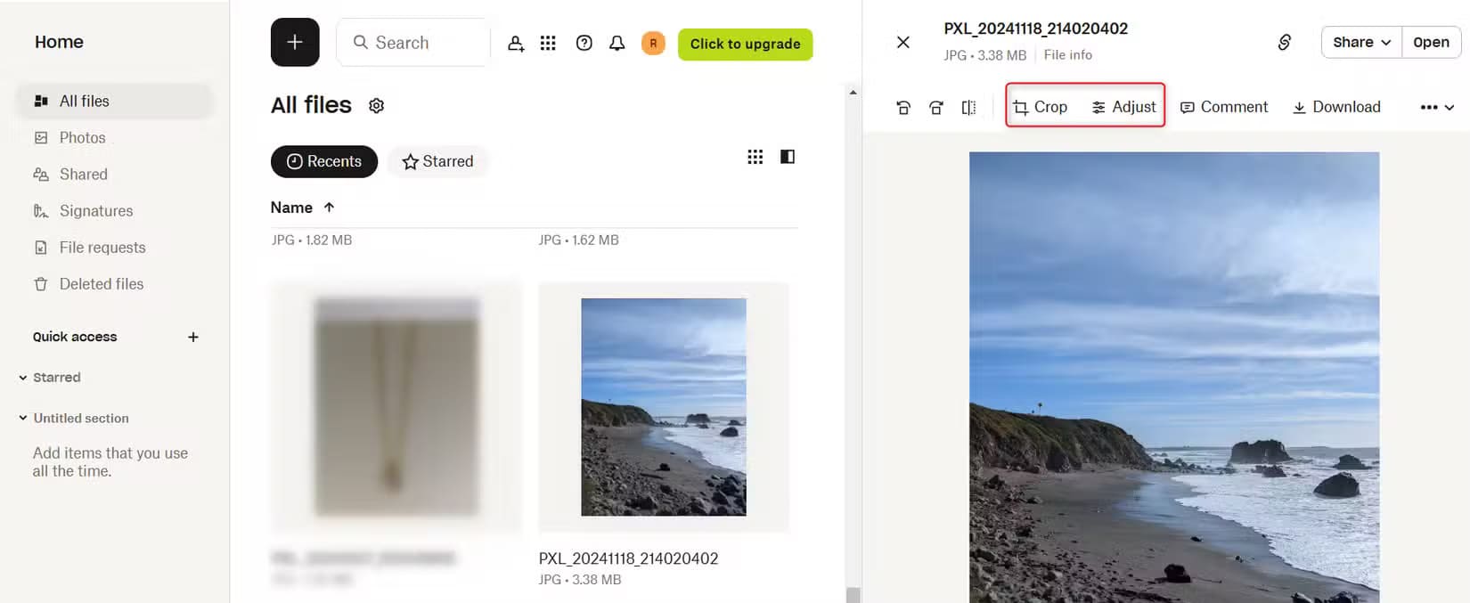 dropbox-edit1 تحسين الصور بسهولة باستخدام أدوات Dropbox المتقدمة