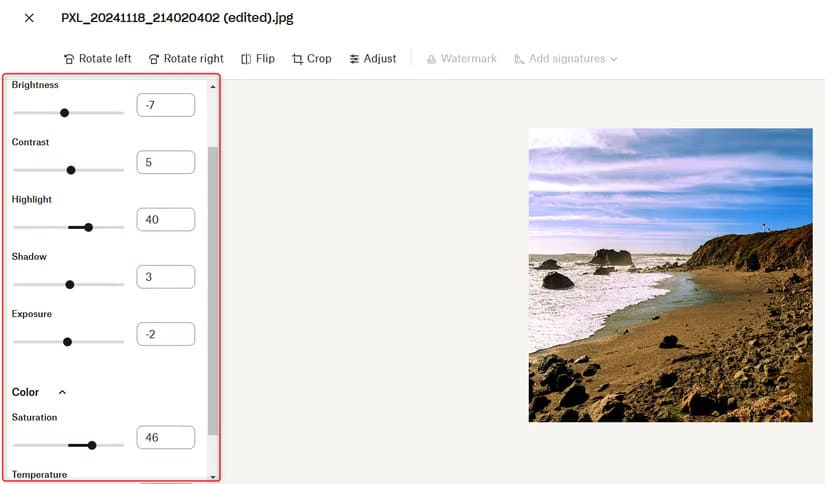 dropbox-edit3 تحسين الصور بسهولة باستخدام أدوات Dropbox المتقدمة