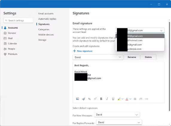 email-signatures-for-different-accounts أفضل طريقة لاستخدام Gmail مع Microsoft Outlook لتجربة مميزة