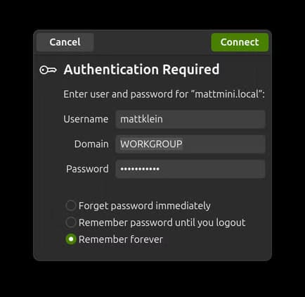 enter-your-credentials-and-select-connect أسهل الطرق لنقل الملفات بين أنظمة ماك ولينكس خطوة بخطوة