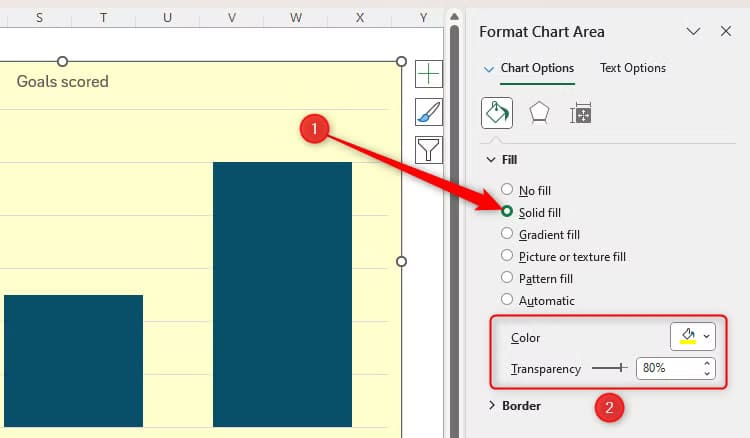 excel-s-format-chart-pane-with-solid-fill-selected-and-the-color-and-transparency-options-highlighted نصائح عملية لتحسين تنسيق مخططات Excel بشكل احترافي