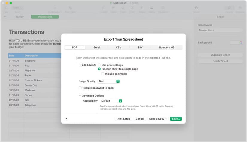 export-apple-numbers-to-pdf-example مزايا Apple Numbers التي تجعله خيارًا مميزًا عن Microsoft Excel