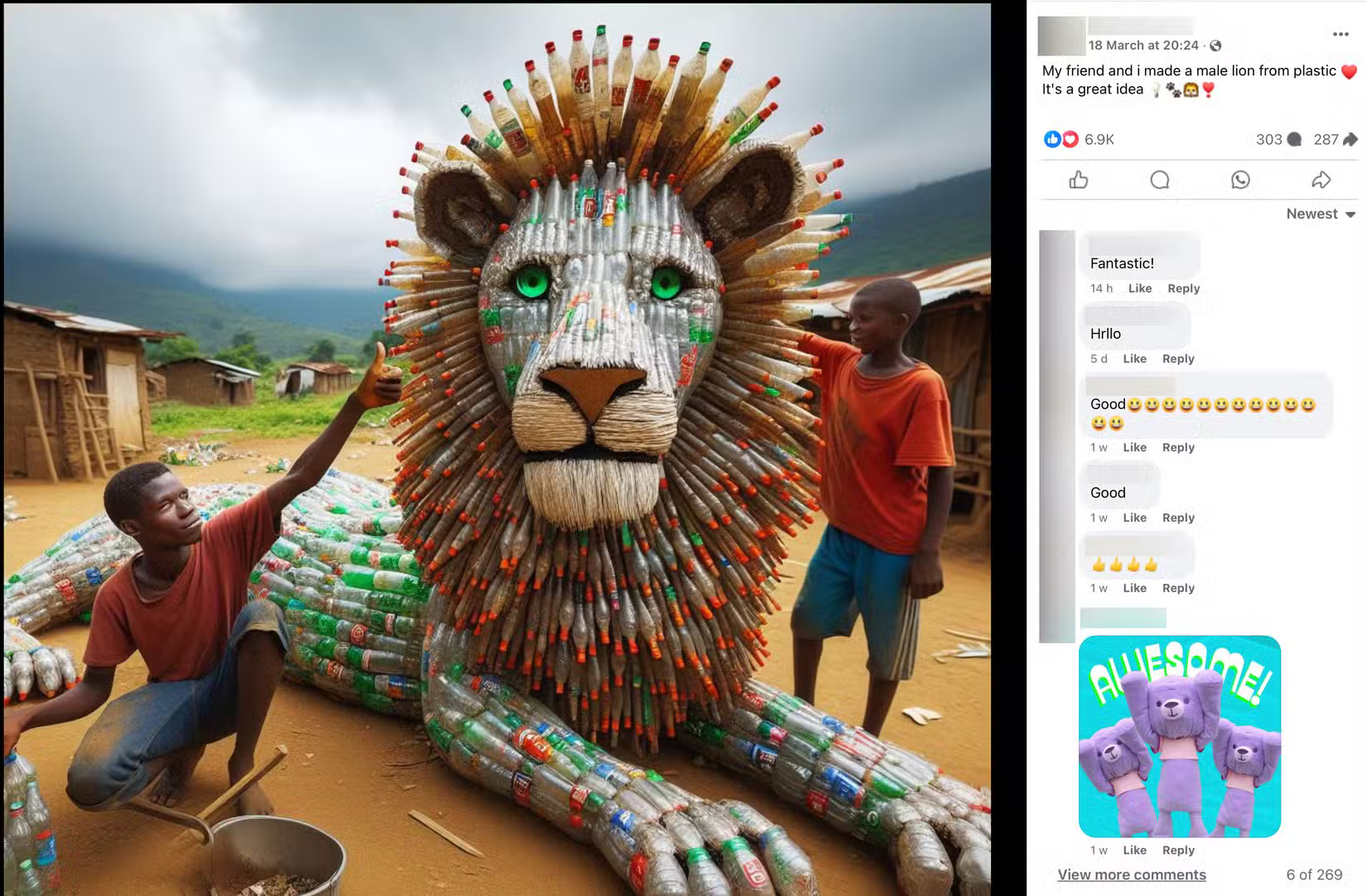 facebook_post_lion كيف تنافس الصور المولدة بالذكاء الاصطناعي الواقع