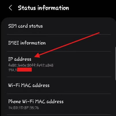 finding-your-phone-s-ip-address-from-settings كيفية عكس شاشة هاتفك الأندرويد على نظام لينكس باستخدام أداة مجانية