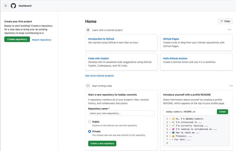 github-dashboard-2 خطوات عملية للبدء في البرمجيات مفتوحة المصدر
