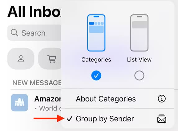 group-by-sender-option-in-mail-app-on-iphone تعرف على كيفية إيقاف فئات البريد الإلكتروني على iPhone بسهولة