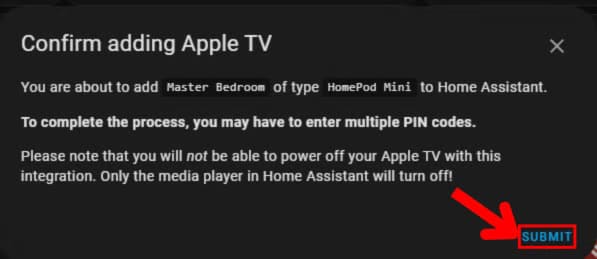 home-assistant-submit-add-apple-tv طريقة توصيل مكبر صوت ذكي بمساعدك المنزلي بسهولة