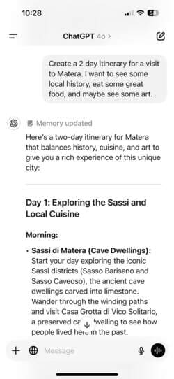 itinerary-planning-response-part-one-in-chatgpt-app-on-iphone كيفية الاستفادة من روبوتات الدردشة الذكية لتنظيم رحلاتك والتسوق وإدارة المهام اليومية
