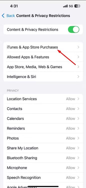 itunes-app-store-purchases-option-in-iphone كيفية منع أطفالك من إجراء عمليات شراء غير مرغوب فيها على iPhone و iPad