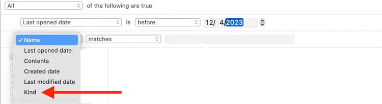 kind-in-dropdown-in-finder-on-mac أفضل المجلدات الذكية في Finder لتحسين تنظيم ملفاتك
