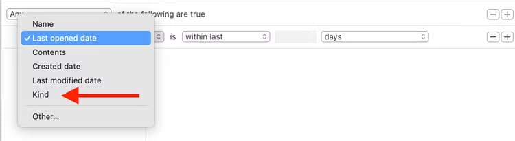 kind-option-in-finder-on-mac أفضل المجلدات الذكية في Finder لتحسين تنظيم ملفاتك