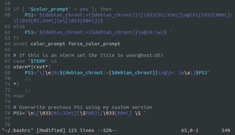 linux-bashrc-ps1 كيفية استخدام ملف .bashrc في Linux وتخصيصه لتحسين تجربتك