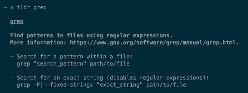 linux-tldr-grep استخدام tldr لتعلم أوامر Linux بسهولة