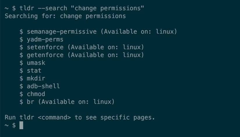 linux-tldr-search استخدام tldr لتعلم أوامر Linux بسهولة