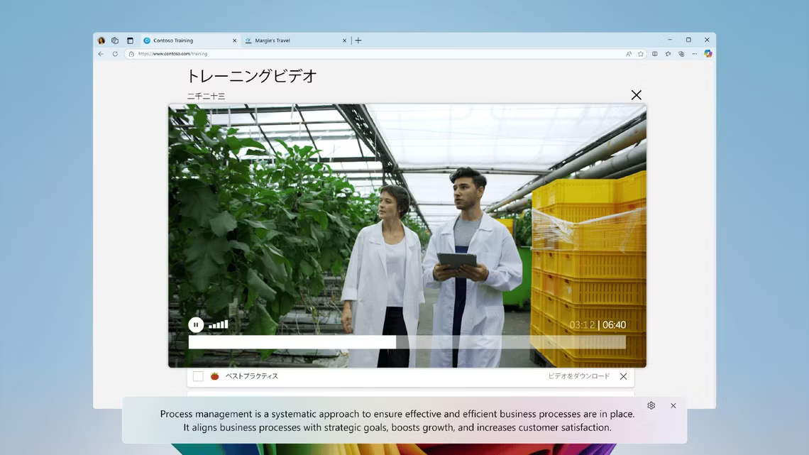 microsoft-windows-translations-live-captions-on-a-video-with-two-researchers-in-lab-coats-1 ميزة الترجمة الفورية أصبحت متاحة على نطاق أوسع لأجهزة Windows