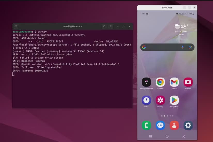 mirroring-android-screen-on-linux-using-scrcpy-via-usb كيفية عكس شاشة هاتفك الأندرويد على نظام لينكس باستخدام أداة مجانية