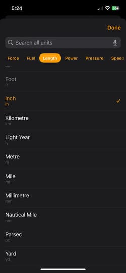 new-calculator-app-choosing-units-iphone 5 تطبيقات لن أُثقل بها هاتفي iPhone أبدًا لأسباب مهمة