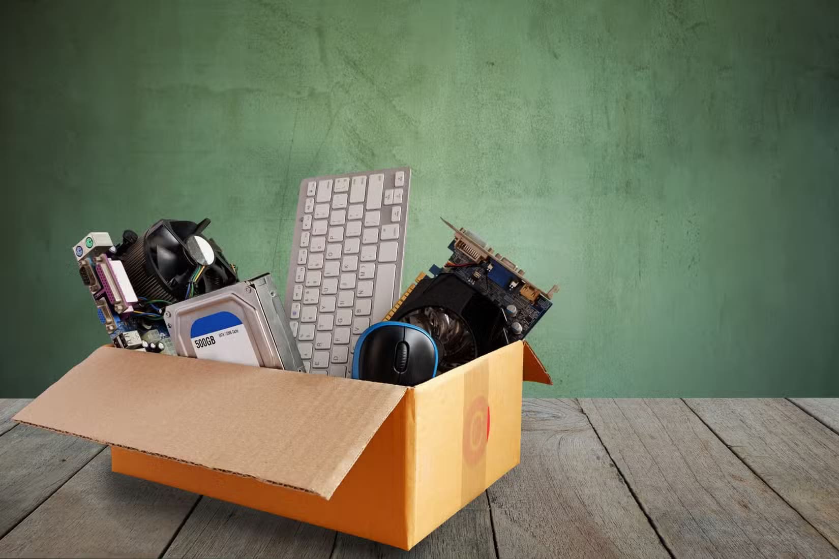 old-computer-parts-in-a-box لماذا لوحات المفاتيح الميكانيكية تستحق الاستثمار؟