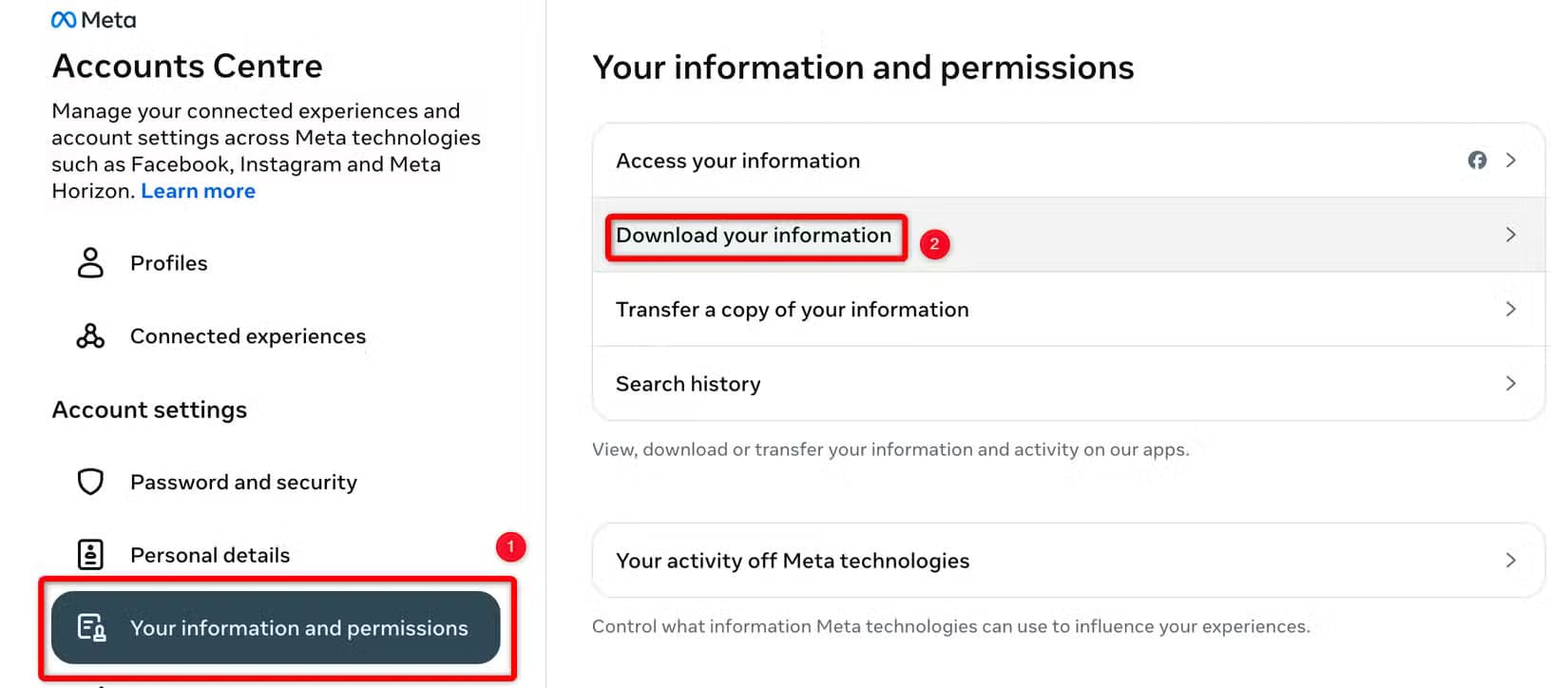 opening-the-settings-to-download-information-on-facebook طريقة حذف حساب فيسبوك نهائيًا بسهولة وخطوات مضمونة