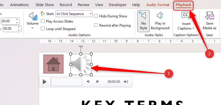 powerpoint-s-voice-recording-icon-with-the-playback-tab-in-the-ribbon-selected طرق إبداعية للاستفادة من PowerPoint في حياتك اليومية