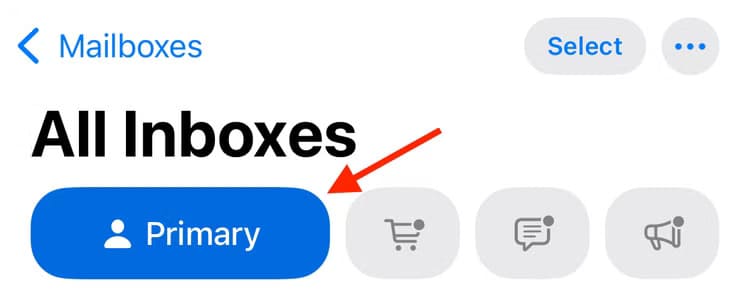 primary-category-tab-in-mail-app-on-iphone تعرف على كيفية إيقاف فئات البريد الإلكتروني على iPhone بسهولة