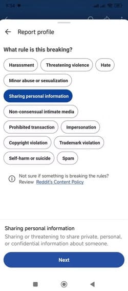reason-for-reporting-reddit-account خطوات الإبلاغ عن الحسابات المخالفة على Instagram وFacebook