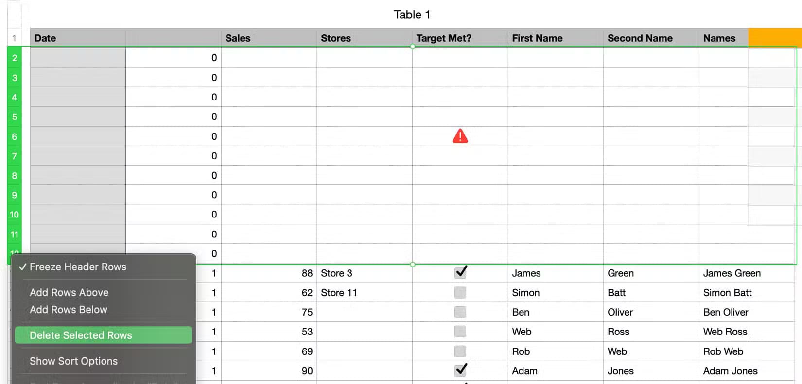 removing-empty-rows-in-apple-numbers وظائف وميزات أساسية في Apple Numbers لتحسين إنتاجيتك
