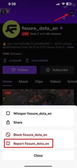 report-option-in-twitch خطوات الإبلاغ عن الحسابات المخالفة على Instagram وFacebook