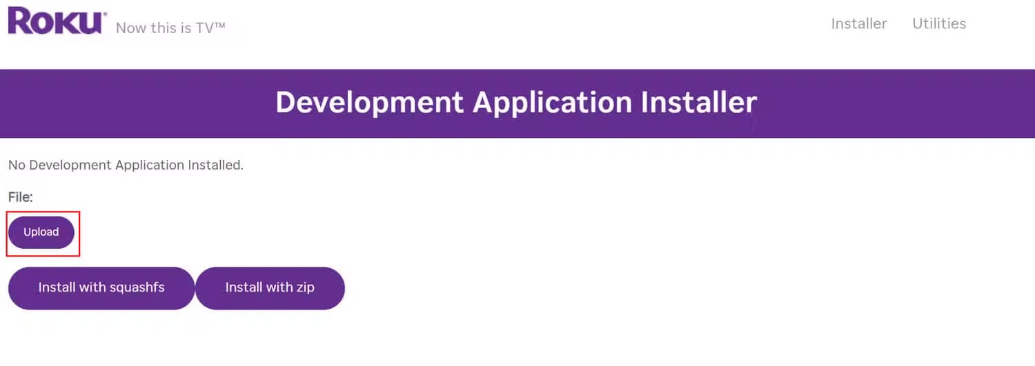 roku-developer-website-upload-button طريقة تفعيل وضع المطور وتحميل التطبيقات يدويًا على Roku بسهولة