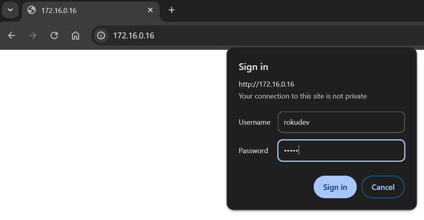 roku-development-webserver-login طريقة تفعيل وضع المطور وتحميل التطبيقات يدويًا على Roku بسهولة