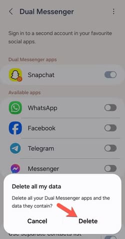 samsung-dual-messenger-confirm-data-deletion طريقة تفعيل Dual Messenger على هواتف Samsung Galaxy بسهولة